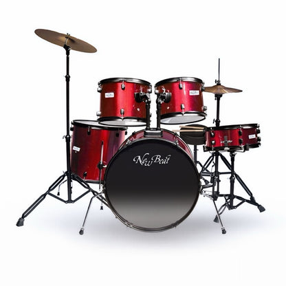 Batería Acustica New Beat NB320SET-CHHW – 5 Piezas con Herrajes y Platillos
