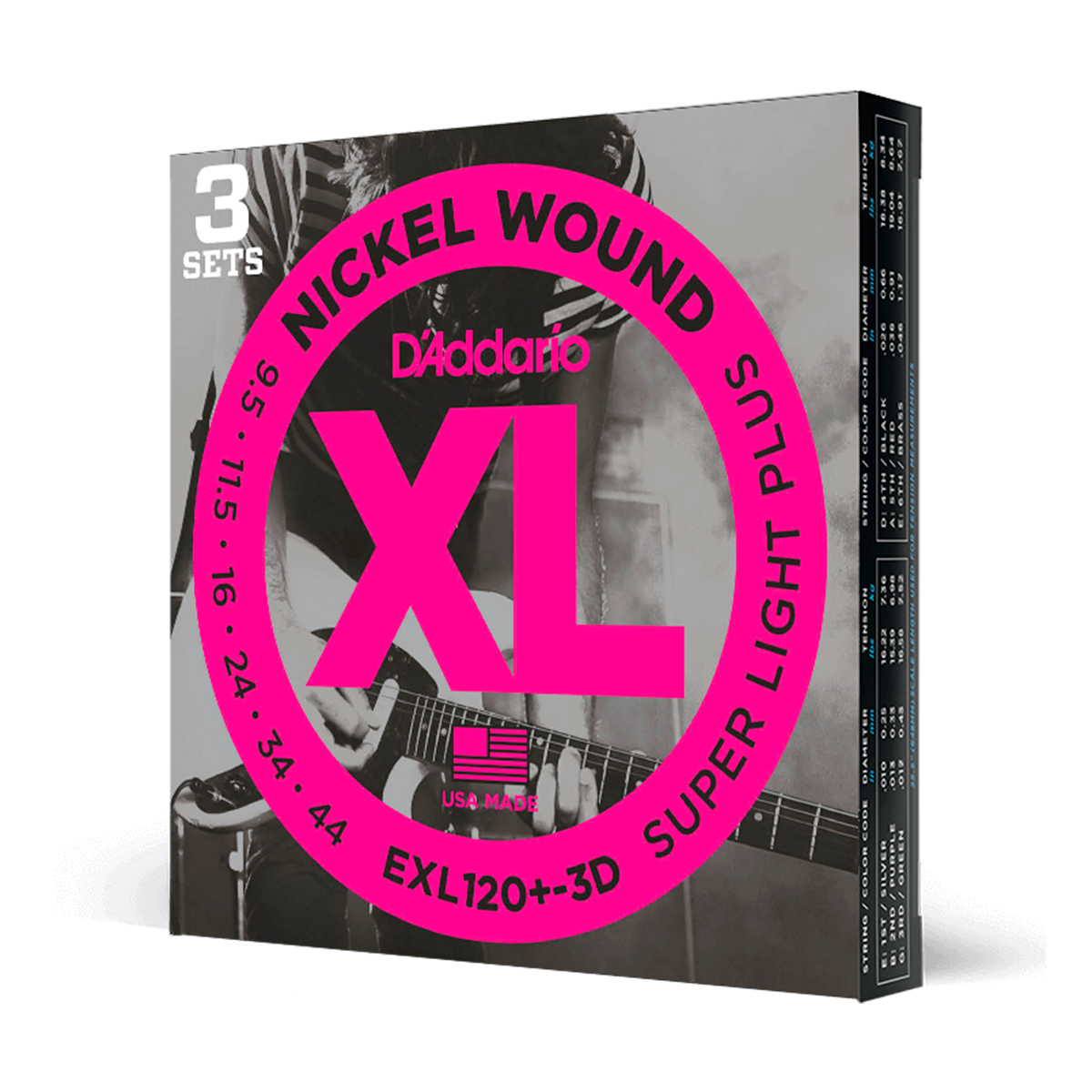 ENCORDADURA DADDARIO MOD. EXL120+-3-PACK
