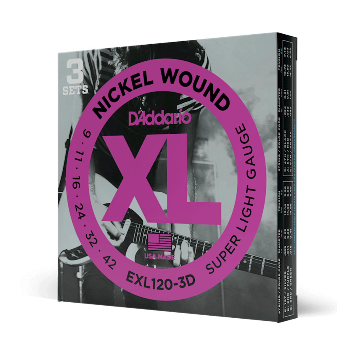 ENCORDADURA DADDARIO MOD. EXL120 3-PACK